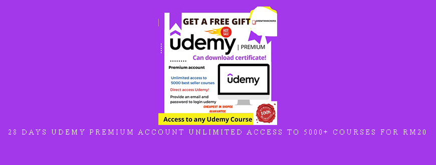 28 days UDEMY PREMIUM Account Unlimited Access to 5000+ COURSES for RM20